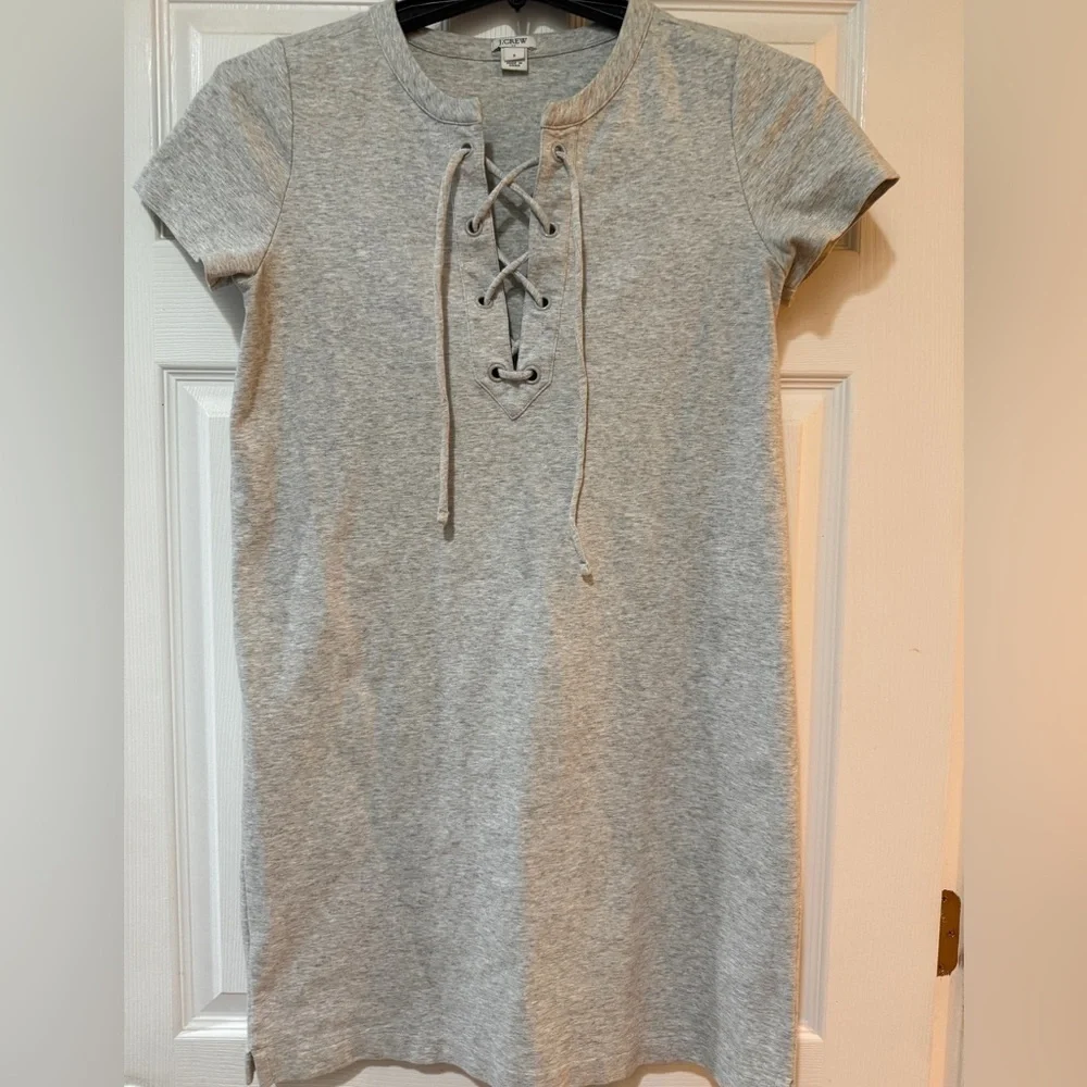 J. Crew Gray Lace-Up Dress
